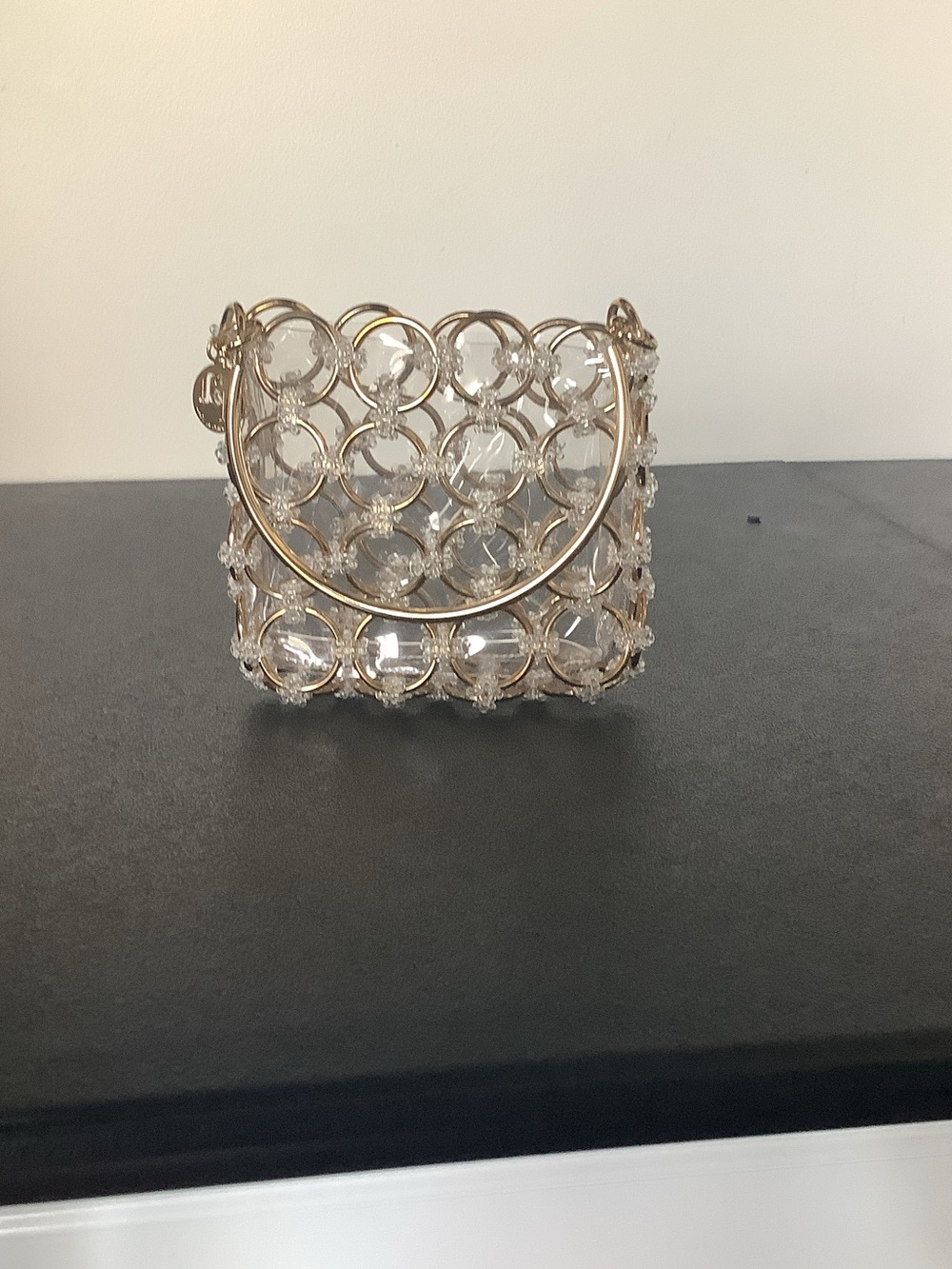 Gold-Tone Crystal Circle Key & Card Holder